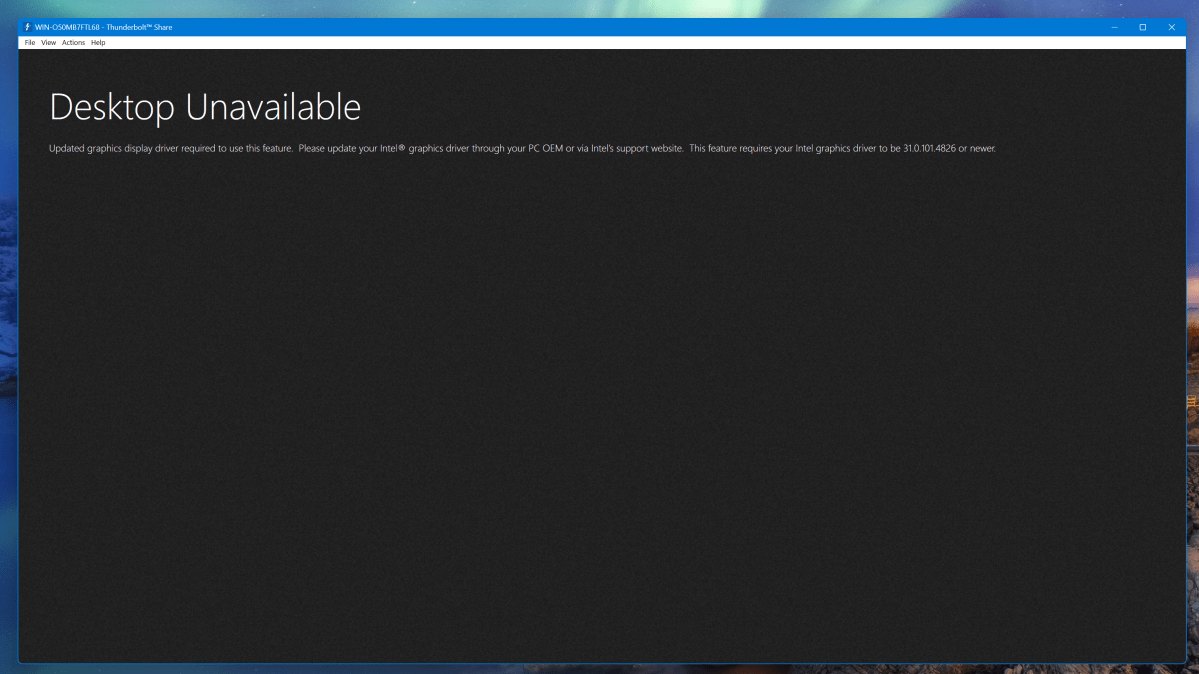 Thunderbolt Share share desktop fail